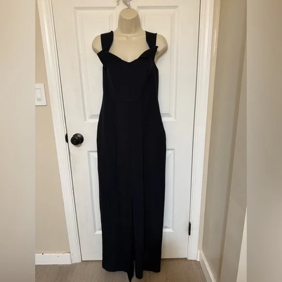NWT Topshop Black Sleeveless V-Neck Wide Leg Jumpsuit Size 6 Small - Picture 4 of 6